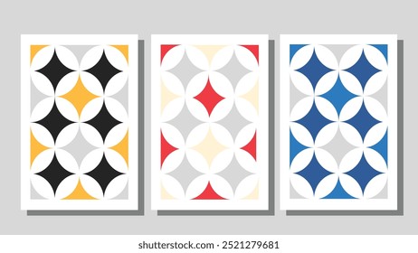 Vektorgrafik Retro-Kreis und Stern geometrisches Muster Hintergrund Set 