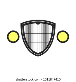Vector illustration of an retro classic car icon, radiator grill and headlights