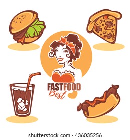 vector illustration for retro classic fastfood american menu