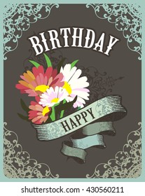 vector illustration retro color image on a greeting card vintage