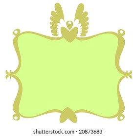 Vector illustration of  retro decorative frame with heart and scroll design elements