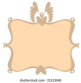 Vector illustration of  retro decorative frame with heart and scroll design elements