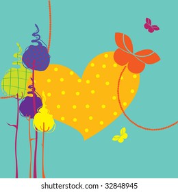 Vector Illustration of retro design greeting card for valentine's day