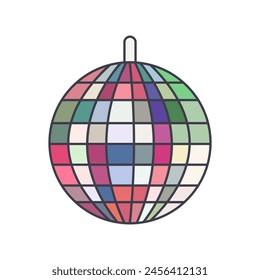 Vector illustration of retro disco ball isolated on white for banners, cards, flyers, social media wallpaper , greeting card, invitations, tapestry to print on t-shirts, stickers, mugs and more.
