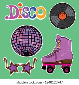 Vector illustration of retro disco elements