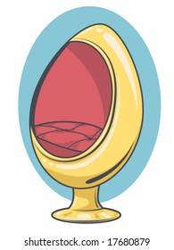 vector illustration of a retro egg chair