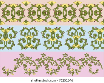 Vector illustration of retro floral border backgrounds in rococo style