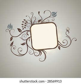 Vector illustration of retro Floral frame