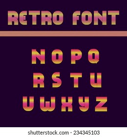 Vector Illustration of Retro Font Design, Website, Background, Banner. Strip Alphabet for Vintage Advertising Words Template for Your Holidays or Party Text