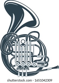 Vector Illustration Retro French Horn