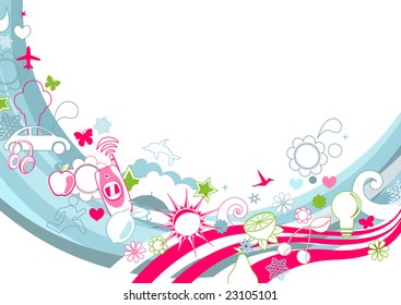 Vector illustration of  retro funky Background