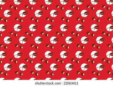 Vector illustration of retro funky cherry pattern on the red background