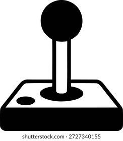 Ilustración vectorial de un joystick de juego retro. Silueta del regulador del juego de la arcada con el palillo y los Botones. Símbolo para juegos, deportes electrónicos y entretenimiento. Diseño plano negro aislado en blanco.