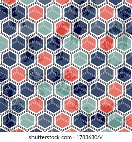 Vector illustration of  Retro geometric hexagon pattern