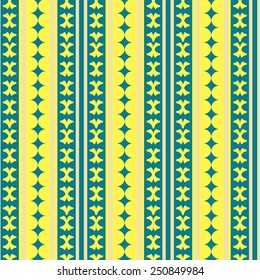 Vector Illustration of Retro Geometric Seamless Pattern for Design, Website, Background, Banner. Vintage Element for Wallpaper or Textile. Blue, Green, Yellow  Texture Template