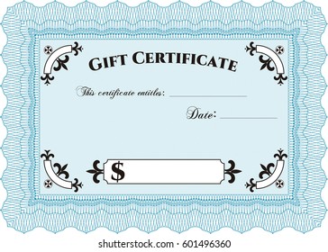 Vector illustration of Retro Gift Certificate template icon in blue.
