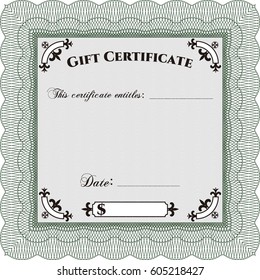 Ilustración vectorial de la plantilla de certificado de regalo retro. Diseño artístico. Borde, marco. Con fondo lineal. 
