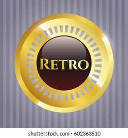 Vector Illustration of Retro golden emblem in maroon color
