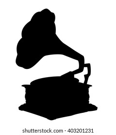 vector illustration of a retro gramophone silhouette