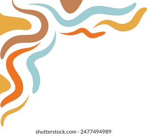 Vector Illustration of Retro Groovy Corner Border. Isolated on White Background.