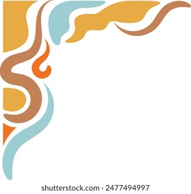 Vector Illustration of Retro Groovy Corner Border. Isolated on White Background.