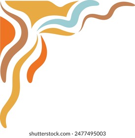 Vector Illustration of Retro Groovy Corner Border. Isolated on White Background.