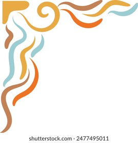 Vector Illustration of Retro Groovy Corner Border. Isolated on White Background.