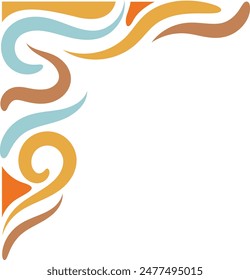 Vector Illustration of Retro Groovy Corner Border. Isolated on White Background.
