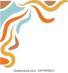 Vector Illustration of Retro Groovy Corner Border. Isolated on White Background.