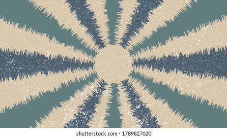 vector illustration retro grunge green blue rough sunburst background template