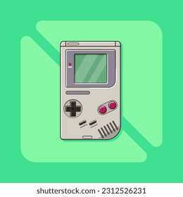 Ilustración vectorial de una consola de juegos de mano retro. con estilo de diseño de dibujos animados.