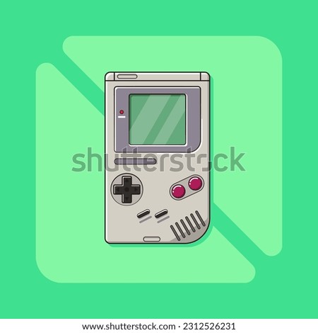 Vector illustration of a retro handheld game console. with cartoon design style.