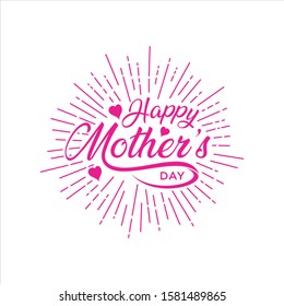 vector illustration of retro handwritten Happy Mothers Day typography label