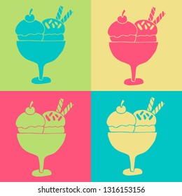 Vector Illustration of Retro Ice Cream Food. A Cute Graphic Design Pattern for Template, Shirt, Layout, Products, Background and More. 