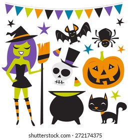 Vector Illustration Retro Inspired Halloween Witch Stock Vector ...