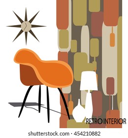 Vector illustration of retro interior.