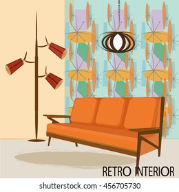 Vector illustration of retro interior.