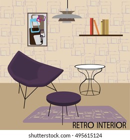 Vector illustration of retro interior.