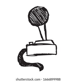 Vector Illustration of Retro Joystick Gaming Icon on Isolated Background. Use This Hand Drawing or Sketch Icon For Graphic Design, Poster, Shirt Design and More.