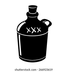 A vector illustration of a retro jug of moonshine alcohol.
Moonshine liquor Jug.
Distilled hard liquor Jug icon.