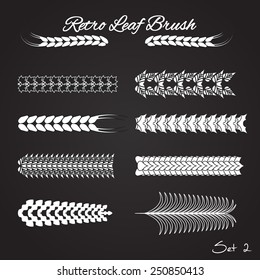 Vector Illustration of Retro Leaf Brush for Frame Design, Website, Background Banner. Vintage Border Template by Chalk on Blackboard