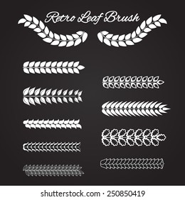 Vector Illustration of Retro Leaf Brush for Frame Design, Website, Background Banner. Vintage Border Template by Chalk on Blackboard