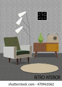 Vector illustration of retro living-room.