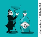 Vector illustration - Retro London Dry Gin poster with Winston Churchill