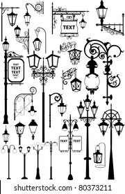 Vector illustration of retro and modern street lanterns