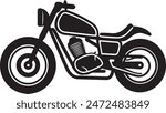 Vector illustration of retro motorcycle isolated on white background. Monochrome style.