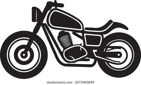 Vector illustration of retro motorcycle isolated on white background. Monochrome style.