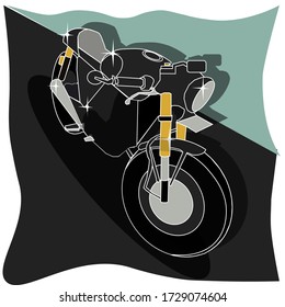 Vector Illustration retro motorcycle on blue and black background 