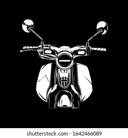 Vector illustration of Retro Motorcycle silhouette on Black background. Perfect for printed on t-shirt, background, banner, posters, etc