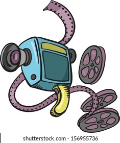 Vector illustration of retro movie camera